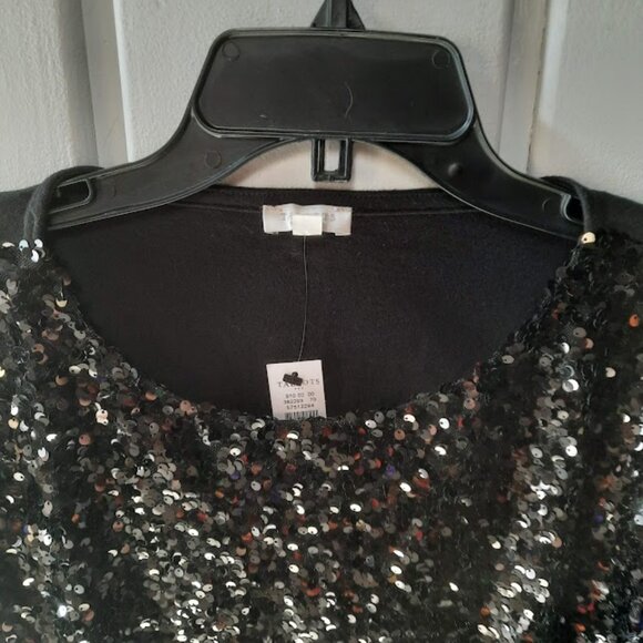 Talbots Black Sequin Front Tee Shirt NWT Sz XLP - Picture 2 of 4